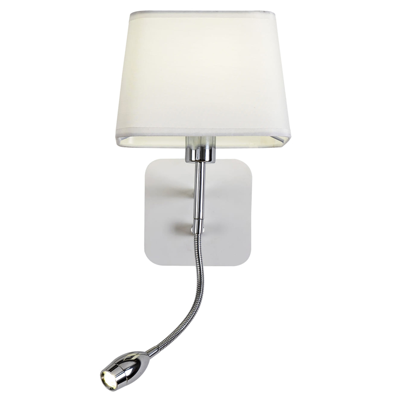 Бра с абажуром и гибким спотом Trumpet Lamp Хром Белый Бра с абажуром и гибким спотом Trumpet Lamp Хром Белый в Волгограде | Loft Concept