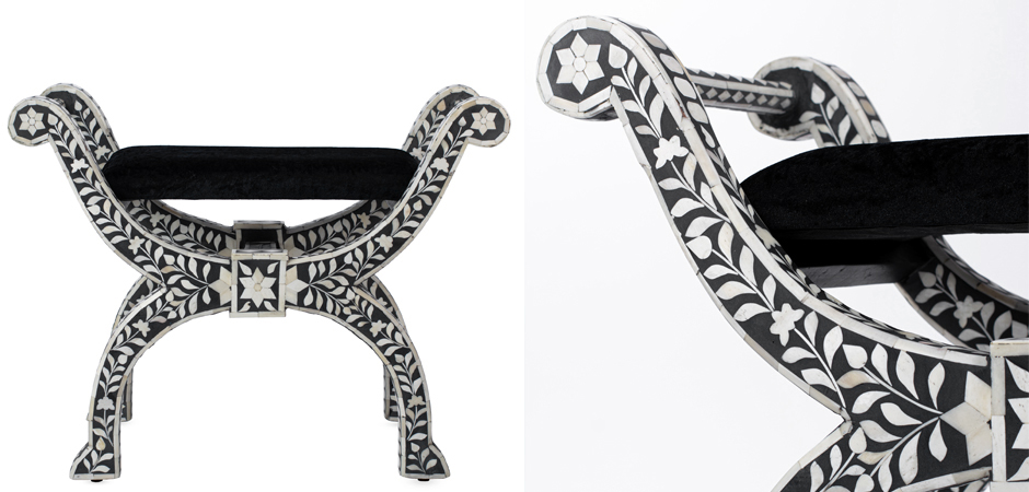 Табурет отделка кость черный BONE INLAY Jenny Stool Табурет отделка кость черный BONE INLAY Jenny Stool - Loft-Concept в Волгограде