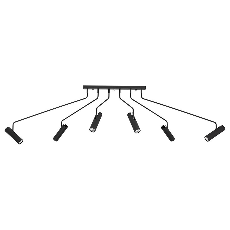 Потолочный светильник Tibo Branches Trumpet Tube black 6 Черный в Волгограде | Loft Concept 