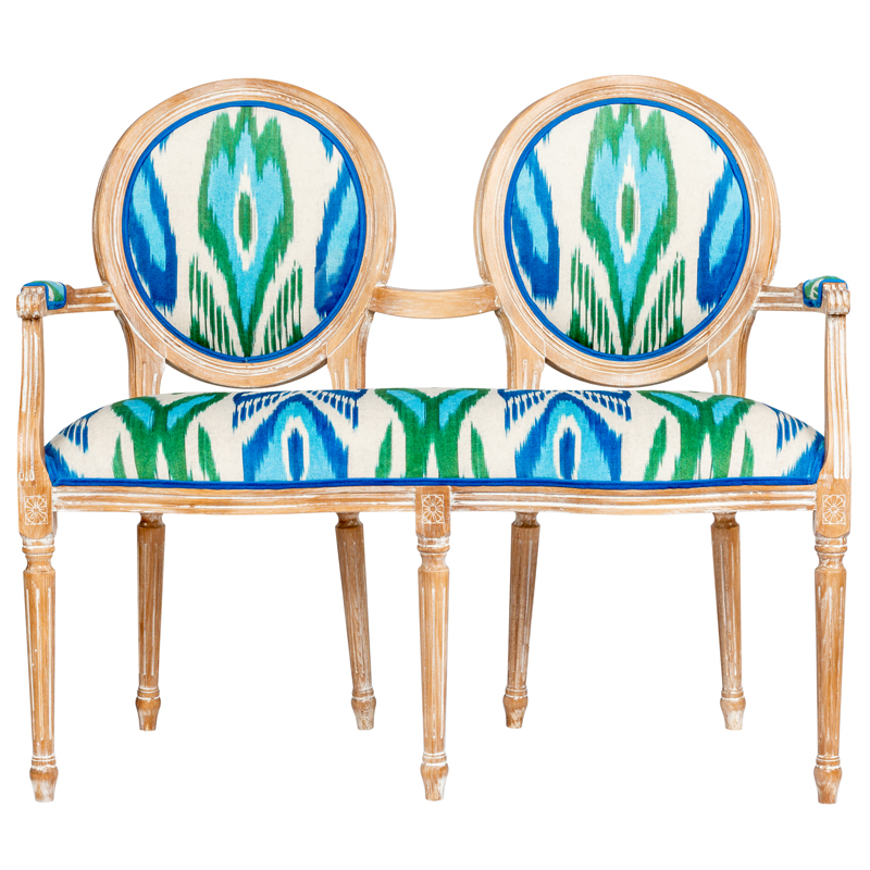 Диванетка с узором Ikat Pattern Белый Коричневый Мульти Диванетка с узором Ikat Pattern Белый Коричневый Мульти в Волгограде | Loft Concept