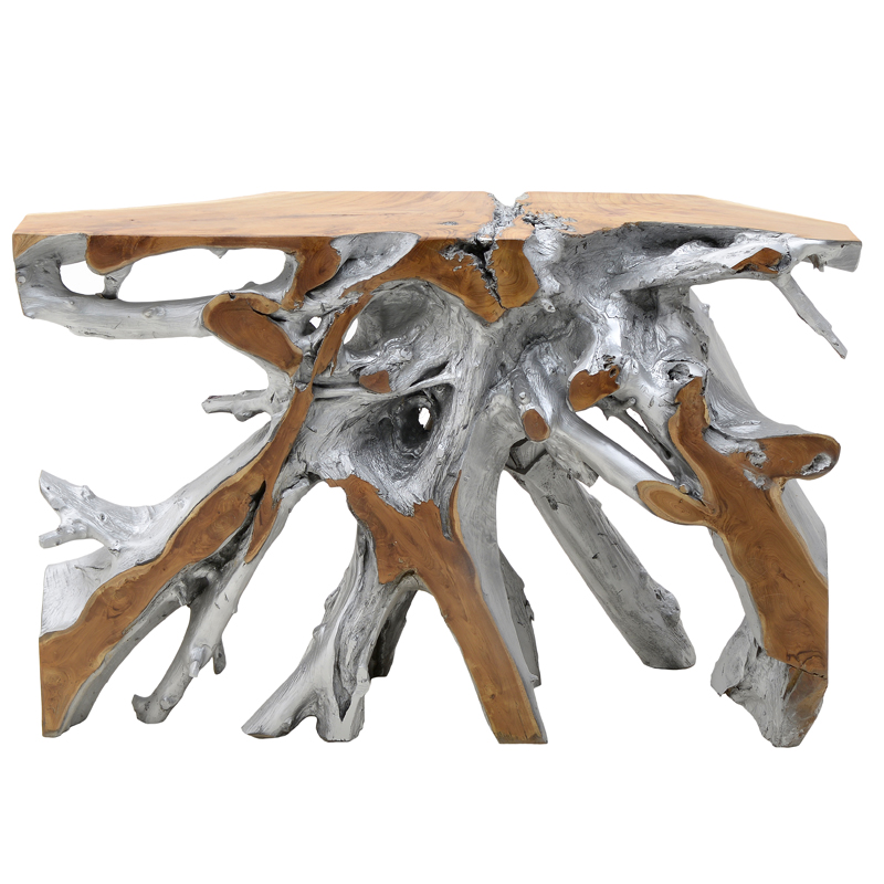 Консоль Luz Wood Console Серебряный Древесина Бежевый Консоль Luz Wood Console Серебряный Древесина Бежевый в Волгограде | Loft Concept