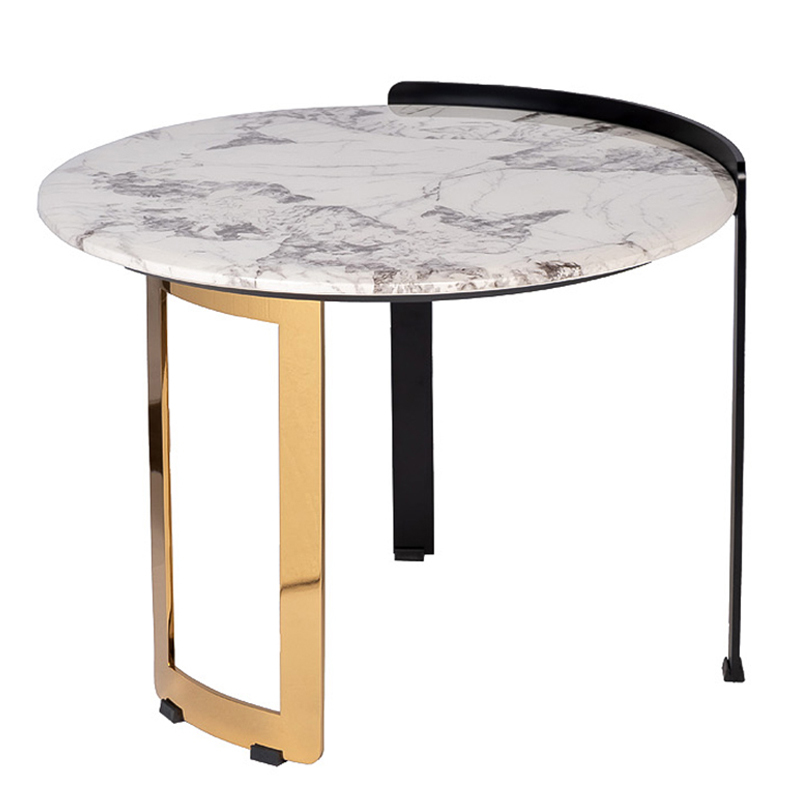 Приставной стол Rodgeir Side Table Черный Глянцевое золото Белый Мрамор Bianco Приставной стол Rodgeir Side Table Черный Глянцевое золото Белый Мрамор Bianco в Волгограде | Loft Concept