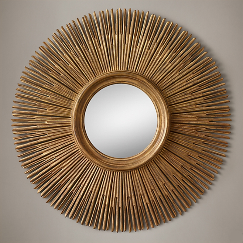 Restoration Hardware ROUND SUNBURST MIRROR Gold Винтажное Темное Золото Restoration Hardware ROUND SUNBURST MIRROR Gold Винтажное Темное Золото в Волгограде | Loft Concept