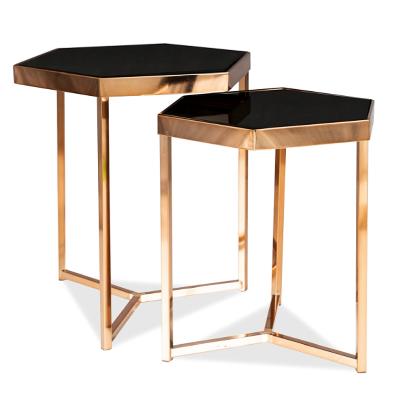 Комплект приставных столов Wally Side Table Золотой Шампань Черный Комплект приставных столов Wally Side Table Золотой Шампань Черный в Волгограде | Loft Concept