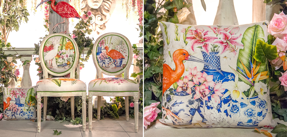 Декоративная подушка Flowers and Scarlet Ibis Pillow Декоративная подушка Flowers and Scarlet Ibis Pillow - Loft-Concept в Волгограде