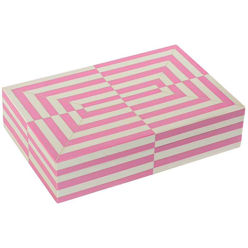 Шкатулка Pink White Stripes Bone Inlay Box Розовый Белый Шкатулка Pink White Stripes Bone Inlay Box Розовый Белый в Волгограде | Loft Concept