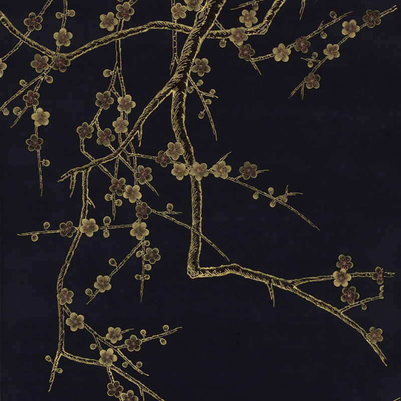 Обои ручная роспись Plum Blossom Colourway SC-226 on black painted silk Обои ручная роспись Plum Blossom Colourway SC-226 on black painted silk в Волгограде | Loft Concept