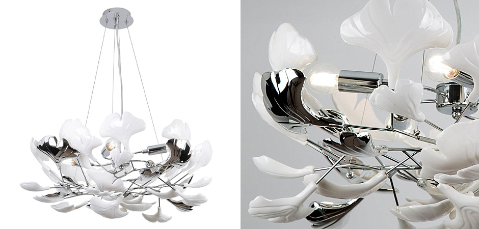 Люстра Wintery flover Chrome с Белыми декоративными плафонами Люстра Wintery flover Chrome с Белыми декоративными плафонами - Loft-Concept в Волгограде