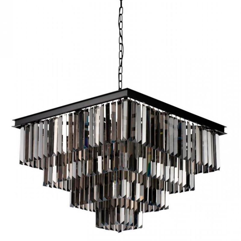Квадратная Люстра RH 1920s Odeon Black iron Four layers Серое Стекло 60х60 Черный Серый Квадратная Люстра RH 1920s Odeon Black iron Four layers Серое Стекло 60х60 Черный Серый в Волгограде | Loft Concept