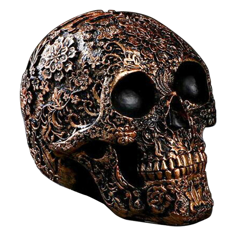 Статуэтка Patterned Skull Золотой Черный в Волгограде | Loft Concept 