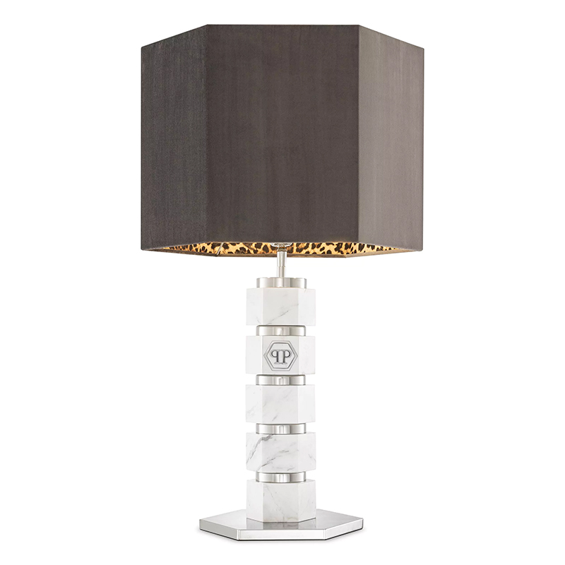 Настольная лампа Philipp Plein Table Lamp Hexagon Коричневый Белый Мрамор Bianco Хром Настольная лампа Philipp Plein Table Lamp Hexagon Коричневый Белый Мрамор Bianco Хром в Волгограде | Loft Concept