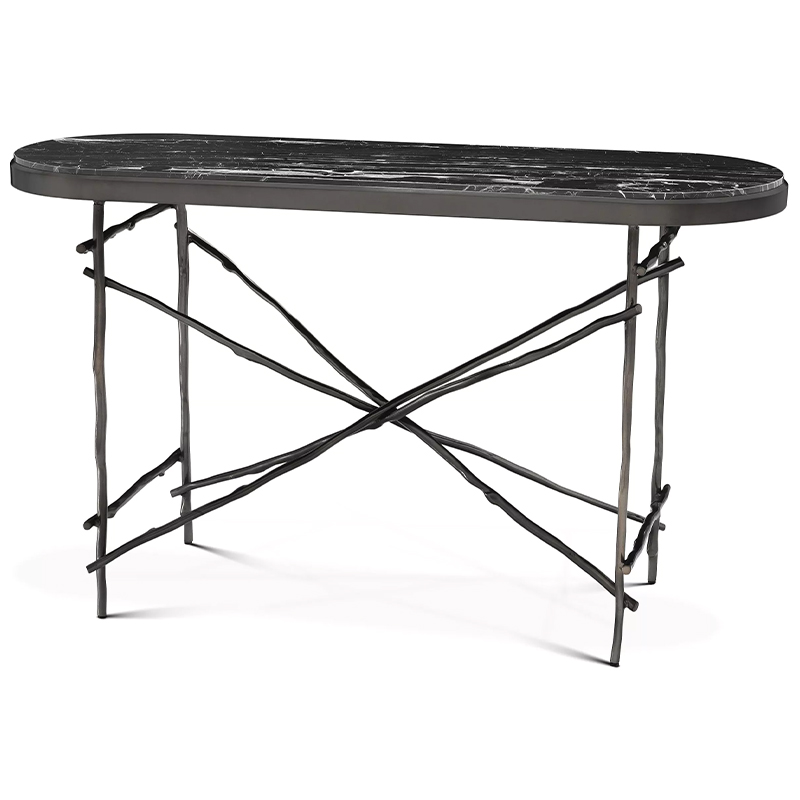 Консоль Eichholtz Console Table Tomasso Черный Мрамор Nero Темная бронза в Волгограде | Loft Concept 