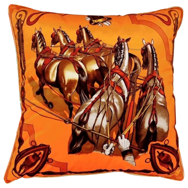 Декоративная подушка Hermes Horse 112 Оранжевый Декоративная подушка Hermes Horse 112 Оранжевый в Волгограде | Loft Concept