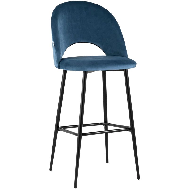 Барный Стул CLIFF Chair Синий Велюр Синий Черный Барный Стул CLIFF Chair Синий Велюр Синий Черный в Волгограде | Loft Concept