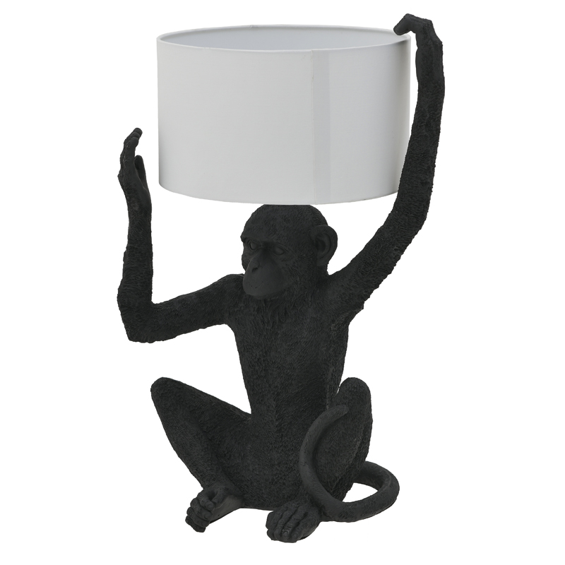 Настольная лампа Black Monkey Holding Lampshade Черный Белый Настольная лампа Black Monkey Holding Lampshade Черный Белый в Волгограде | Loft Concept