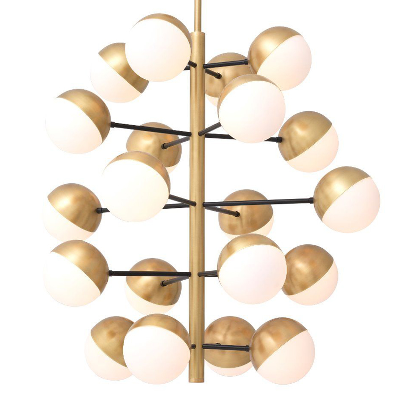 Люстра Eichholtz Chandelier Cona L Латунь Античная полированная Белое матовое стекло Черный Люстра Eichholtz Chandelier Cona L Латунь Античная полированная Белое матовое стекло Черный в Волгограде | Loft Concept