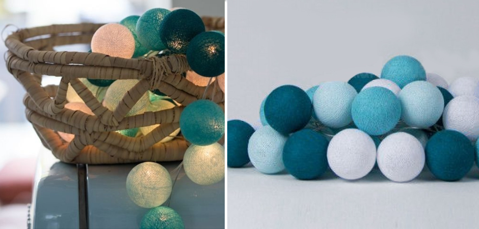 Гирлянда хлопковые фонарики Сotton Ball Aqua - Loft-Concept в Волгограде