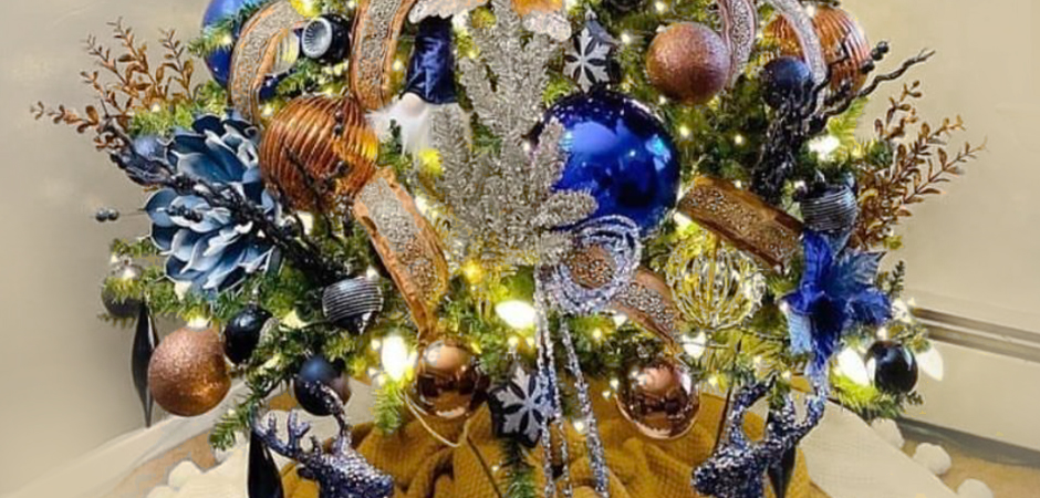 Дизайнерская Ель Синие Цветы Christmas tree Blue flowers Дизайнерская Ель Синие Цветы Christmas tree Blue flowers - Loft-Concept в Волгограде