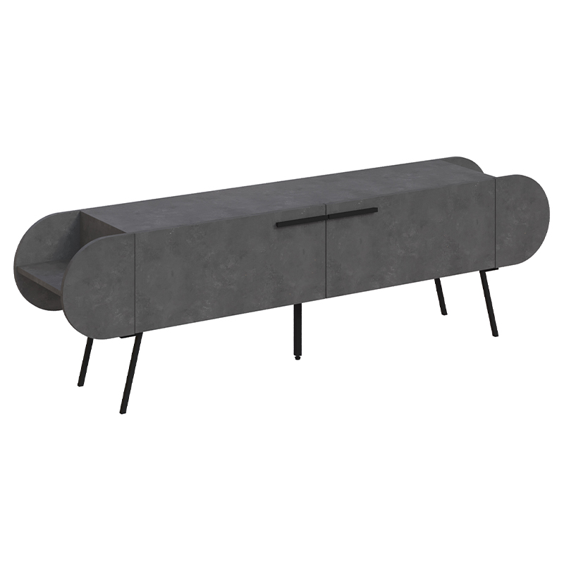 ТВ-тумба серая с 2-мя откидными дверцами и 2-мя открытыми полками CAPSULE TV STAND RETRO GREY Серый Черный ТВ-тумба серая с 2-мя откидными дверцами и 2-мя открытыми полками CAPSULE TV STAND RETRO GREY Серый Черный в Волгограде | Loft Concept