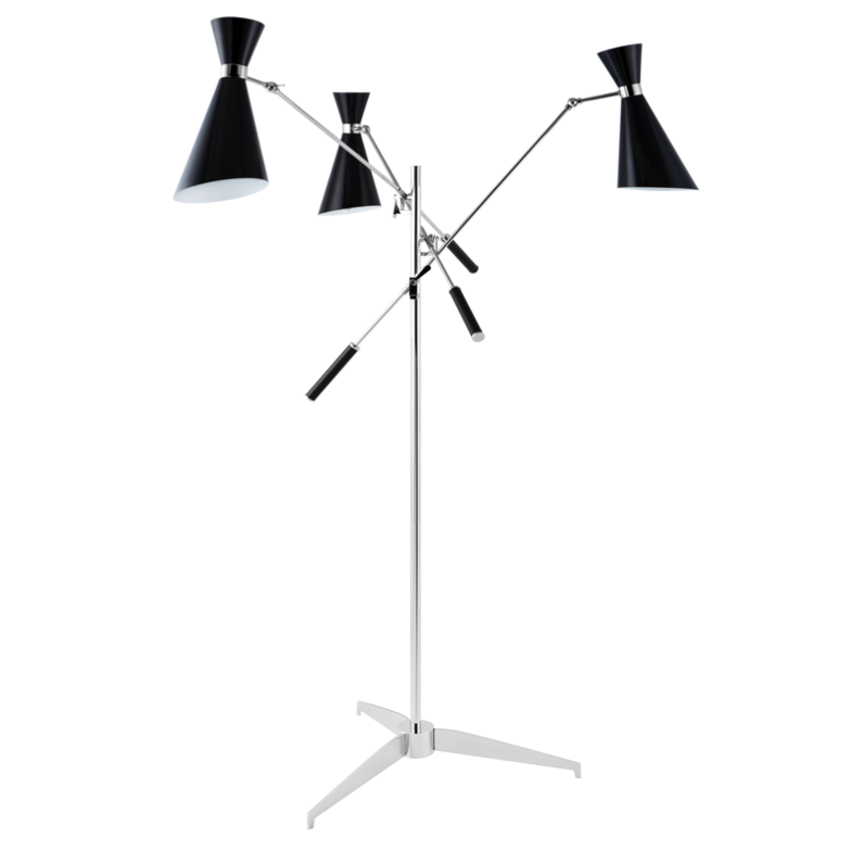 Торшер Stanley FLOR LAMP Черный Хром Торшер Stanley FLOR LAMP Черный Хром в Волгограде | Loft Concept