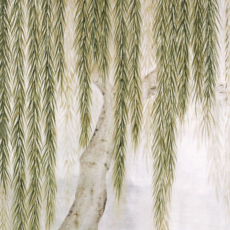 Обои ручная роспись Willow Original colourway on Tarnished Silver gilded paper  в Волгограде | Loft Concept 