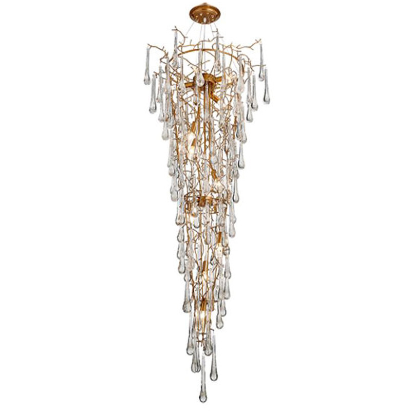 Люстра Waterfall Chandelier Crystal Drops Золотой Прозрачный Люстра Waterfall Chandelier Crystal Drops Золотой Прозрачный в Волгограде | Loft Concept