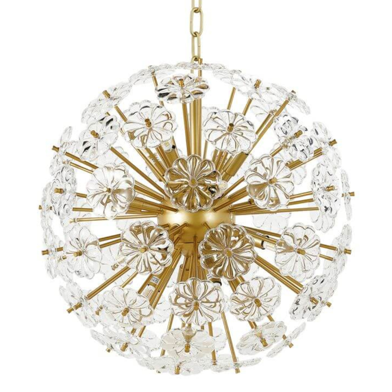 Люстра Glass Flowers Sputnik Chandelier D 48 матовое золото Прозрачное Стекло Люстра Glass Flowers Sputnik Chandelier D 48 матовое золото Прозрачное Стекло в Волгограде | Loft Concept