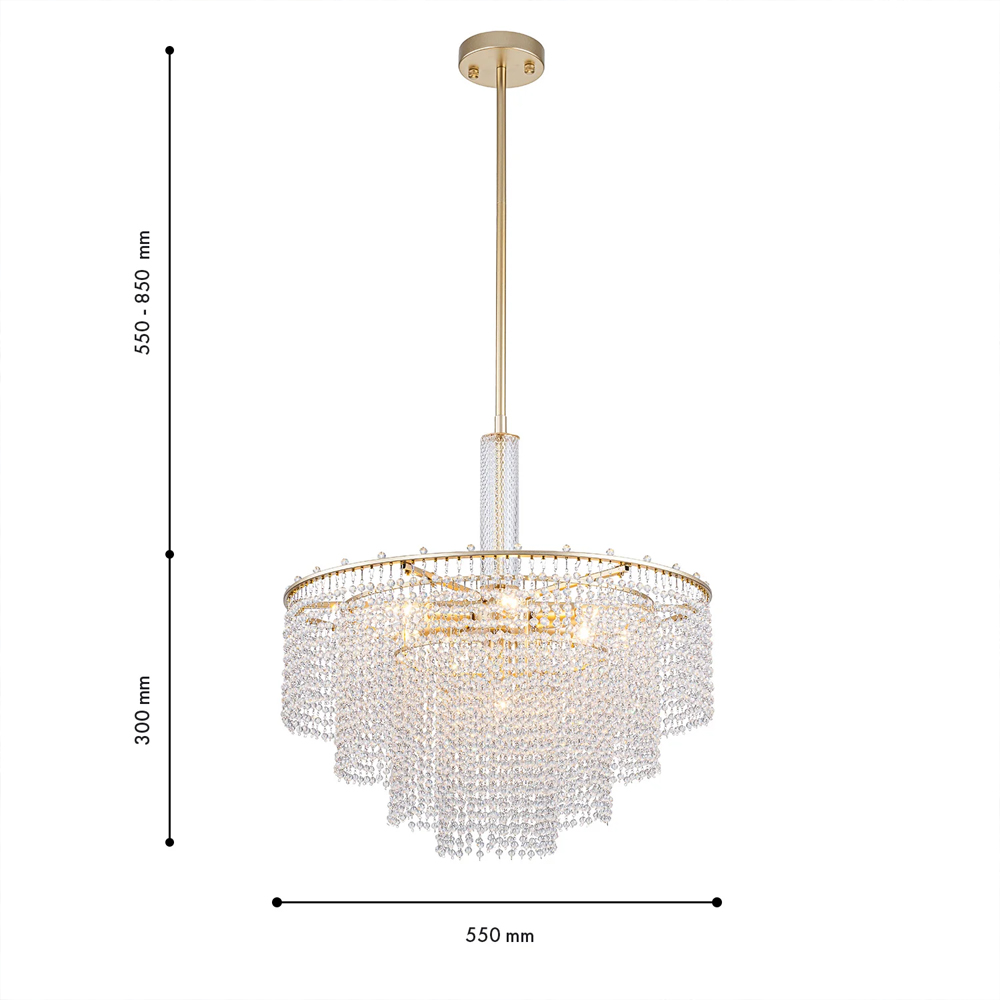 Люстра многоярусная с каскадами кристаллов Crystal Rains в Волгограде