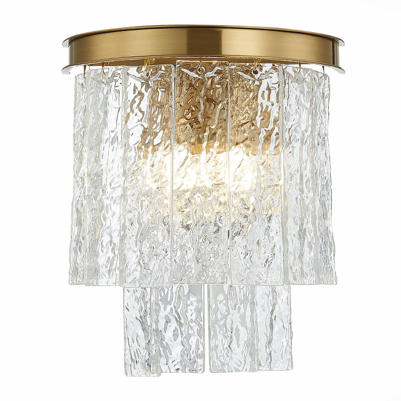 Бра Renea Textured Glass Wall Lamp Brass Латунь Прозрачное Стекло Бра Renea Textured Glass Wall Lamp Brass Латунь Прозрачное Стекло в Волгограде | Loft Concept