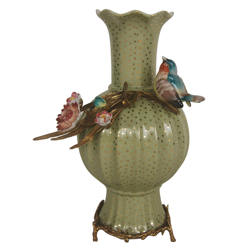 Ваза Bird and Gold Dots Vase Бронза Золотой Мульти Ваза Bird and Gold Dots Vase Бронза Золотой Мульти в Волгограде | Loft Concept