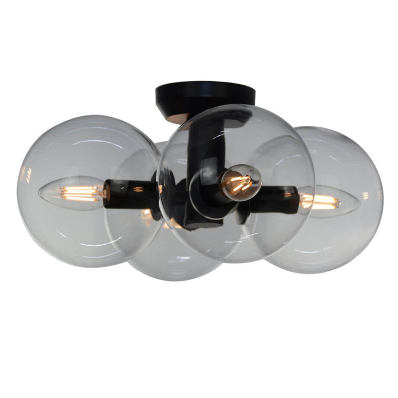 Потолочный светильник Modo 4 Globes Ceiling Lamp 30 Черный Прозрачное Стекло Потолочный светильник Modo 4 Globes Ceiling Lamp 30 Черный Прозрачное Стекло в Волгограде | Loft Concept