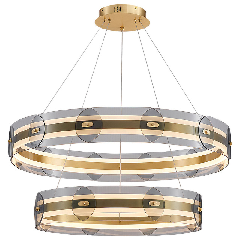 Люстра Gold 2 ring horizontal chandelier Прозрачный Латунь Люстра Gold 2 ring horizontal chandelier Прозрачный Латунь в Волгограде | Loft Concept