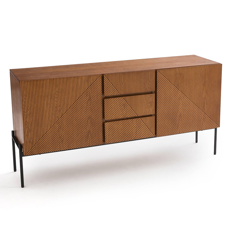 Комод с геометрическим рисунком Anders Chest of drawers с 3-мя ящиками и 2-мя дверцами Темный дуб Комод с геометрическим рисунком Anders Chest of drawers с 3-мя ящиками и 2-мя дверцами Темный дуб в Волгограде | Loft Concept