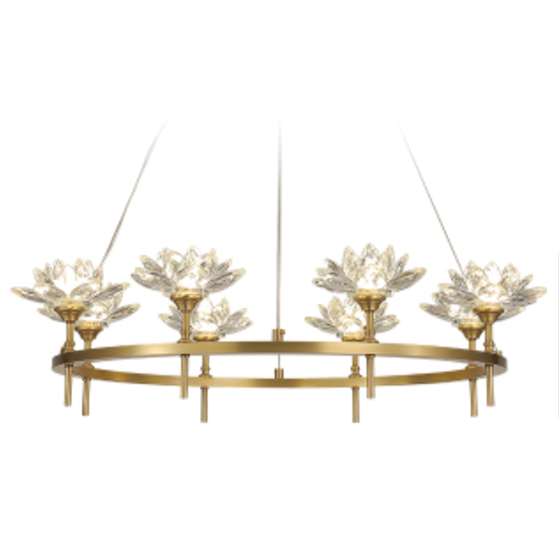 Люстра Хрустальные Цветы Лотоса Lotus flower Clear Glass lamp 8 Латунь Прозрачное Стекло Люстра Хрустальные Цветы Лотоса Lotus flower Clear Glass lamp 8 Латунь Прозрачное Стекло в Волгограде | Loft Concept