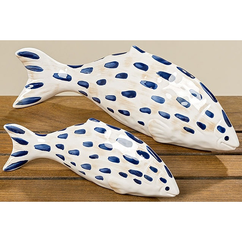 Статуэтка Fish Blue & White Белый Синий Статуэтка Fish Blue & White Белый Синий в Волгограде | Loft Concept