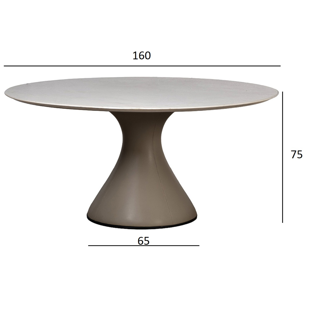 Стол обеденный круглый мраморный на бежевом основании Valedmir в Волгограде