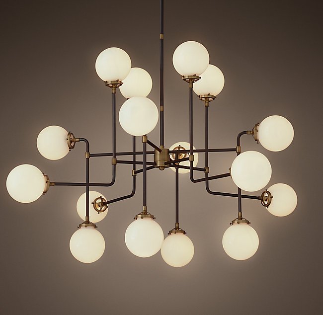 Люстра Bistro Globe Clear Glass Chandelier 16 Milk Черный Люстра Bistro Globe Clear Glass Chandelier 16 Milk Черный в Волгограде | Loft Concept