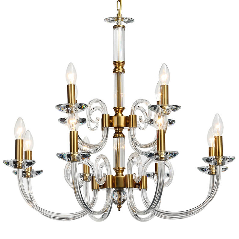 Люстра Twisted Glass Candles Chandelier 12 Золотой Прозрачное Стекло Люстра Twisted Glass Candles Chandelier 12 Золотой Прозрачное Стекло в Волгограде | Loft Concept
