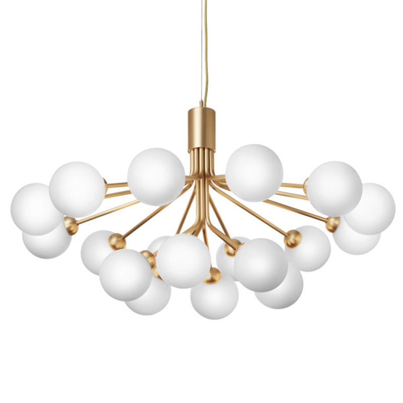 Люстра Berries Chandelier White Balloons Gold 18 Золотой Белое матовое стекло Люстра Berries Chandelier White Balloons Gold 18 Золотой Белое матовое стекло в Волгограде | Loft Concept