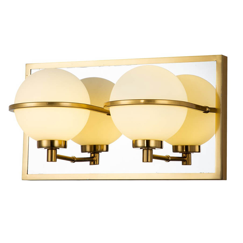 Бра Two Balls Reflection Wall Lamp Латунь Белый Бра Two Balls Reflection Wall Lamp Латунь Белый в Волгограде | Loft Concept
