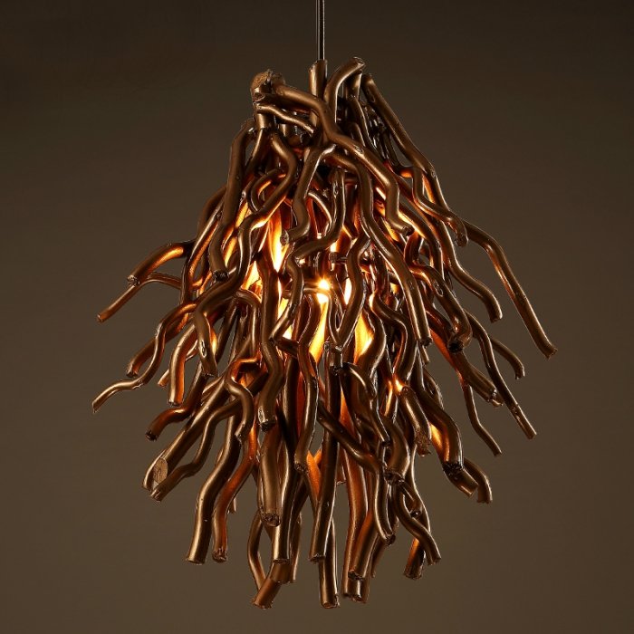 Подвесной светильник Old Wicker Pendant Broom Коричневый Подвесной светильник Old Wicker Pendant Broom Коричневый в Волгограде | Loft Concept