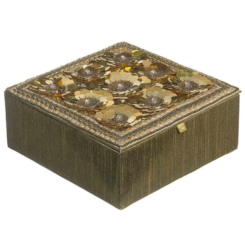 Шкатулка с вышивкой из бисера Flower Beads Embroidery Box Золотой Шкатулка с вышивкой из бисера Flower Beads Embroidery Box Золотой в Волгограде | Loft Concept