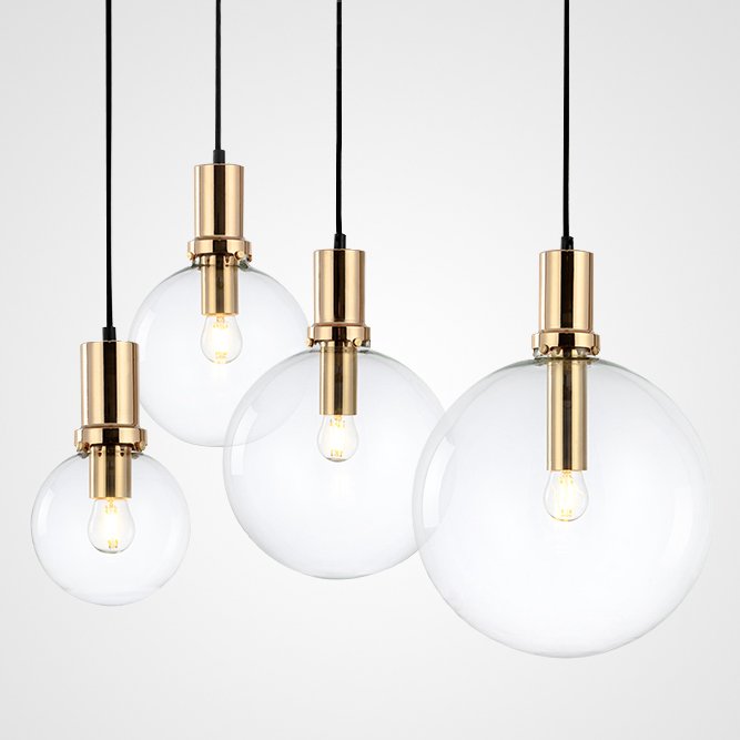 Подвесной светильник Glass Globe Gold Прозрачное Стекло Золотой Подвесной светильник Glass Globe Gold Прозрачное Стекло Золотой в Волгограде | Loft Concept