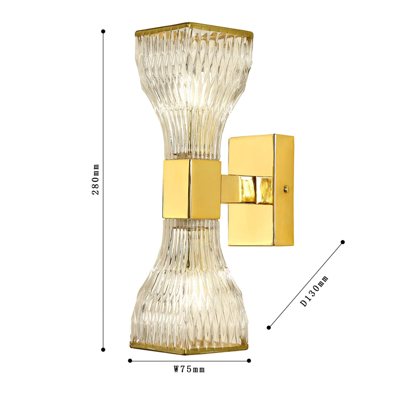 Бра с двумя плафонами из рельефного стекла GLASS HORN Gold Бра с двумя плафонами из рельефного стекла GLASS HORN Gold в Волгограде