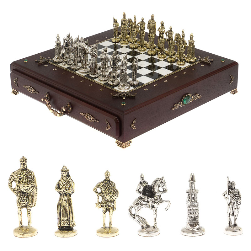 Шахматы в ларце из натуральных камней Долерит Малахит Мрамор Decorative Thematic Chess Русь Серебряный Золотой Черный Белый Коричневый Малахит Шахматы в ларце из натуральных камней Долерит Малахит Мрамор Decorative Thematic Chess Русь Серебряный Золотой Черный Белый Коричневый Малахит в Волгограде | Loft Concept