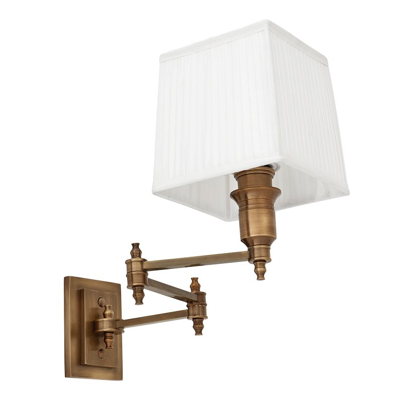 Бра Wall Lamp Lexington Swing Brass+White Латунь Античная полированная Белый Бра Wall Lamp Lexington Swing Brass+White Латунь Античная полированная Белый в Волгограде | Loft Concept