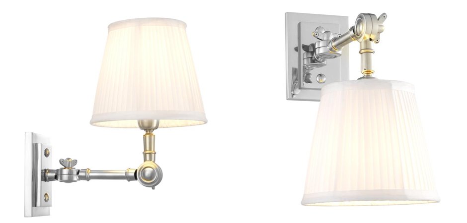 Бра Wall Lamp Wentworth Single Nickel+White Бра Wall Lamp Wentworth Single Nickel+White - Loft-Concept в Волгограде