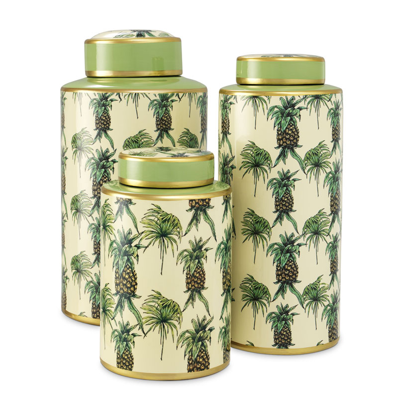 Комплект Ваз Eichholtz JAR PINEAPPLE SET OF 3 Бежевый Золотой Зеленый Комплект Ваз Eichholtz JAR PINEAPPLE SET OF 3 Бежевый Золотой Зеленый в Волгограде | Loft Concept