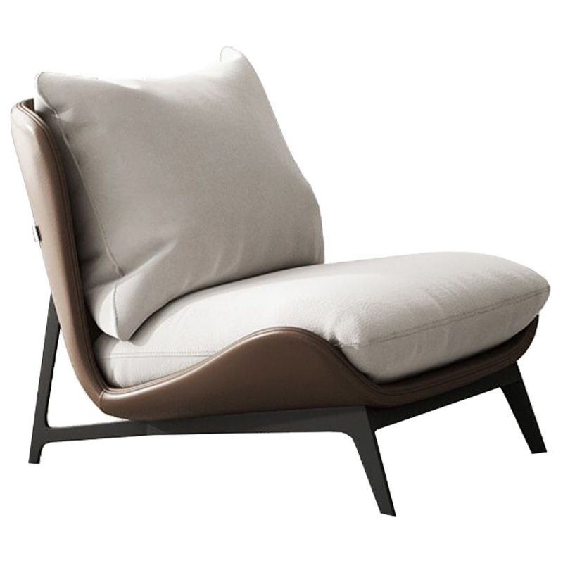 Кресло Maxwell White Textile Leather Armchair Белый Коричневый Черный Кресло Maxwell White Textile Leather Armchair Белый Коричневый Черный в Волгограде | Loft Concept