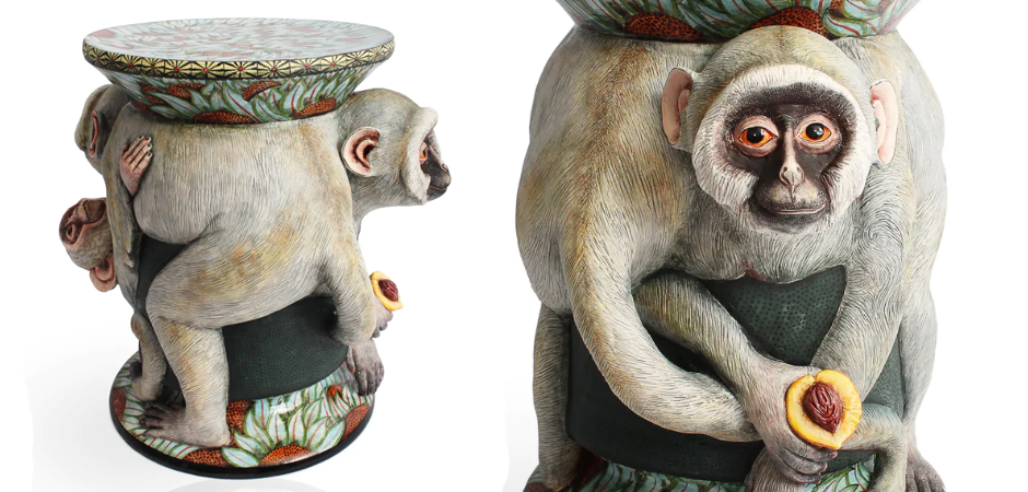 Табурет Обезьяна с фруктом ручная работа Monkey Side Table Табурет Обезьяна с фруктом ручная работа Monkey Side Table - Loft-Concept в Волгограде